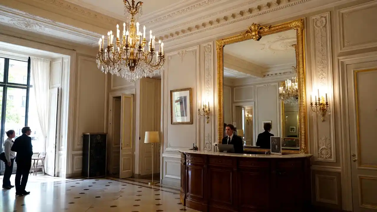 Réception élégante d'un hôtel en France